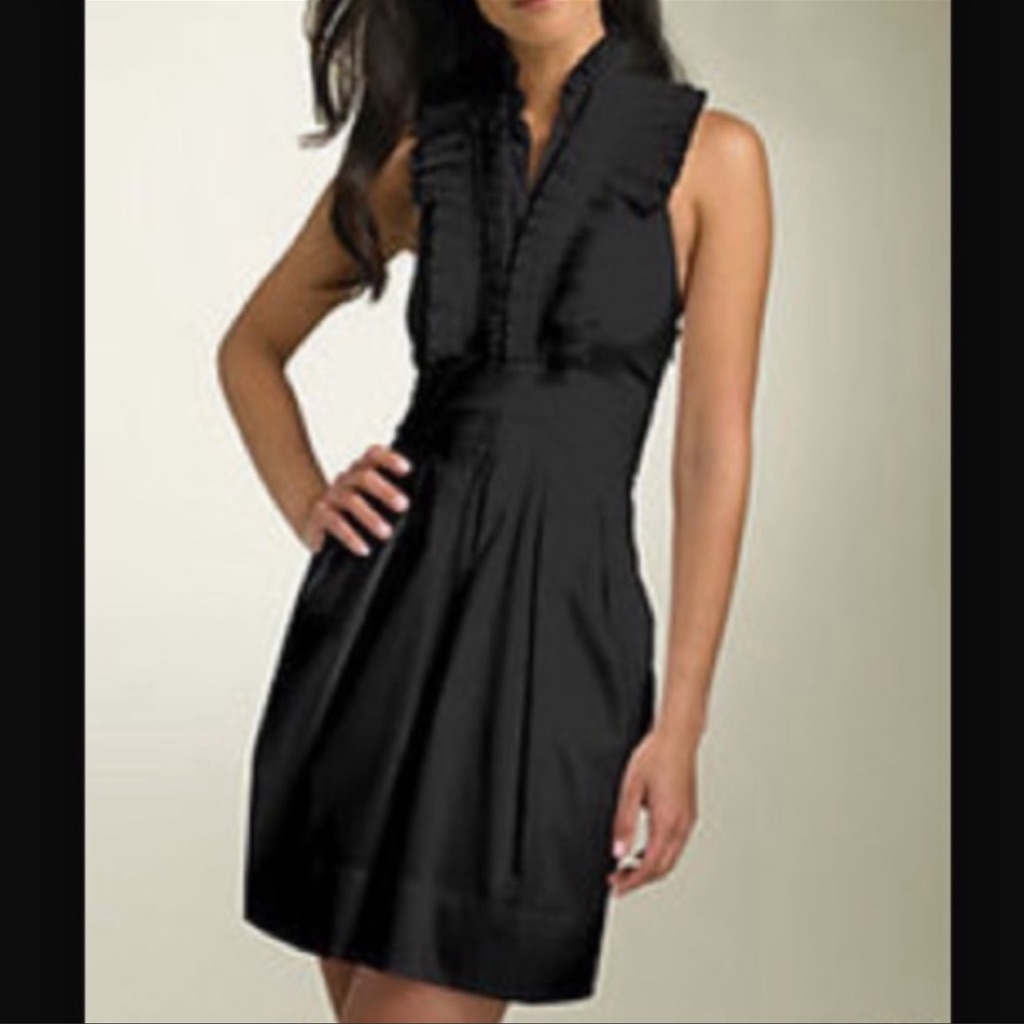 Bcbgmaxazria Black Halter Ruffle Dress